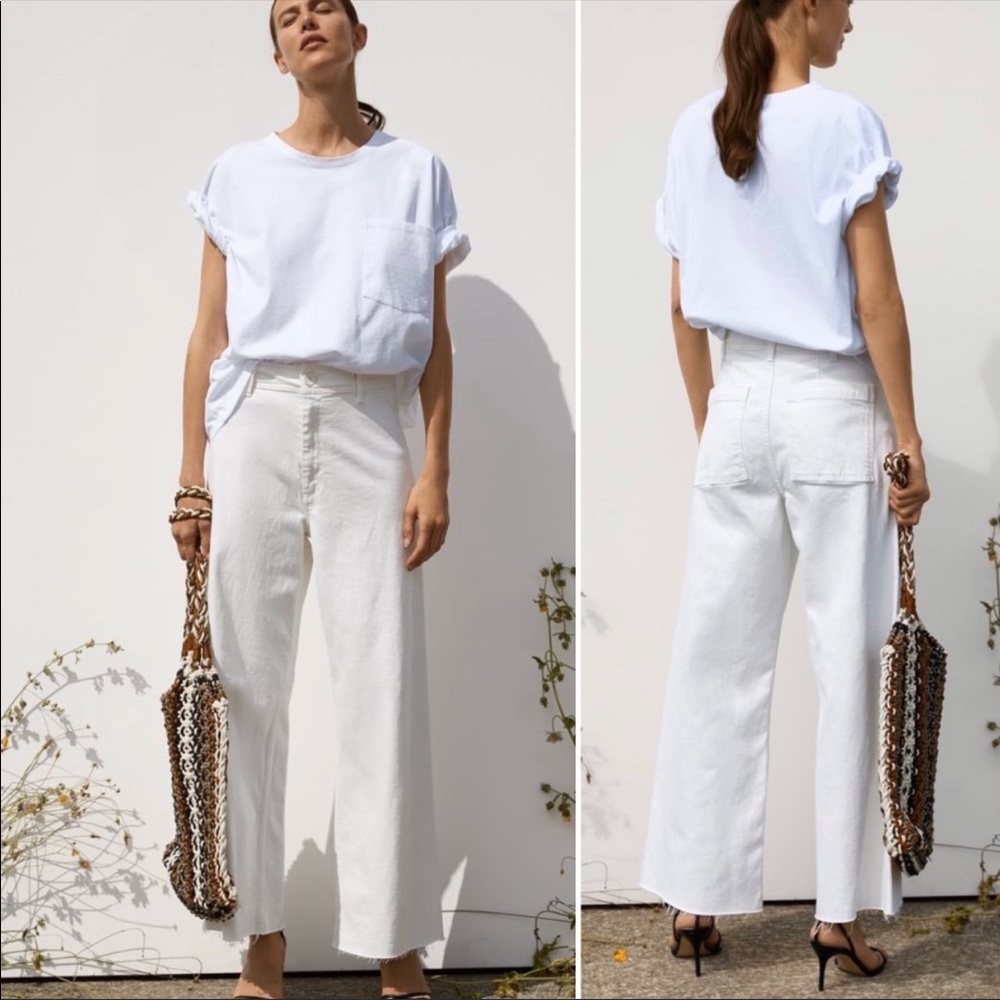 Zara women straight white jeans